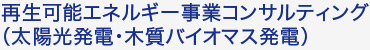 再生可能エネルギー事業コンサルティング（太陽光発電・木質バイオマス発電）